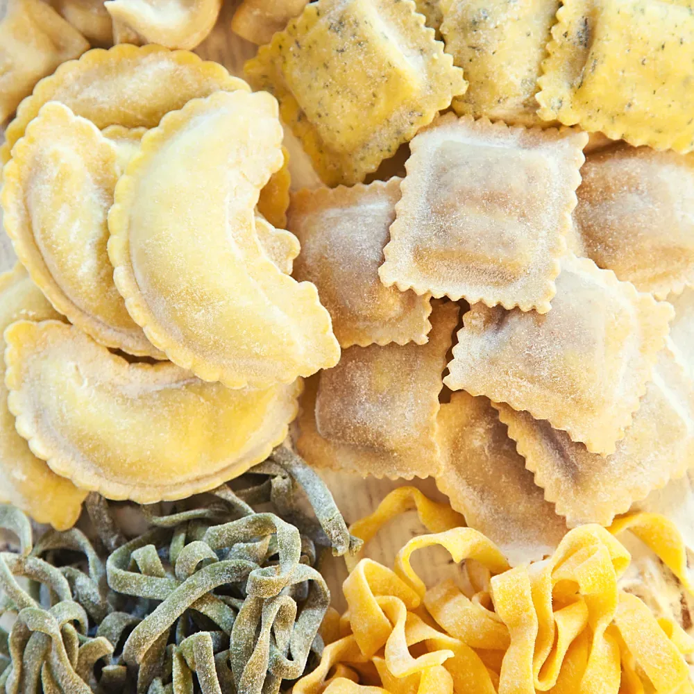 Fresh ravioli and tagliatelle, made by hand